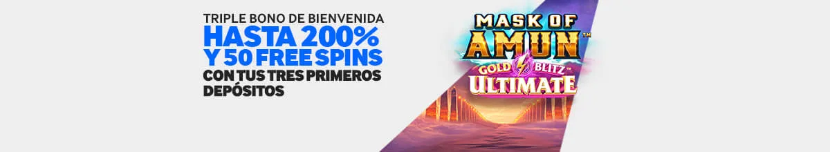 Banner del triple bono de bienvenida de casino publicado en el carrusel de betway.mx.