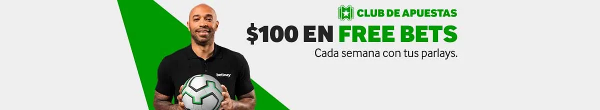 Banner del Club de Apuestas de deportes de betway.mx con free bets semanales.
